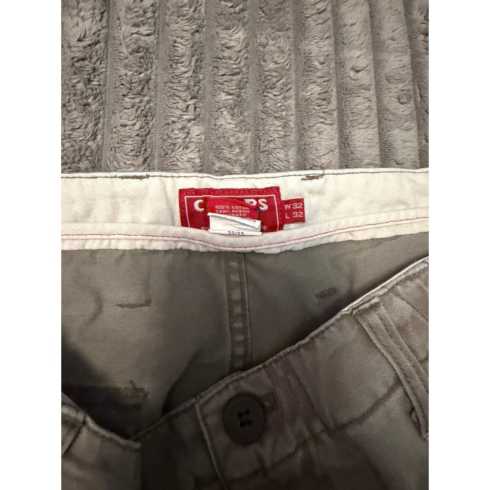 Chaps Mens Khaki Tan Cotton Cargo Pants Straight Leg 32x32 Utility Workwear - Picture 3 of 7